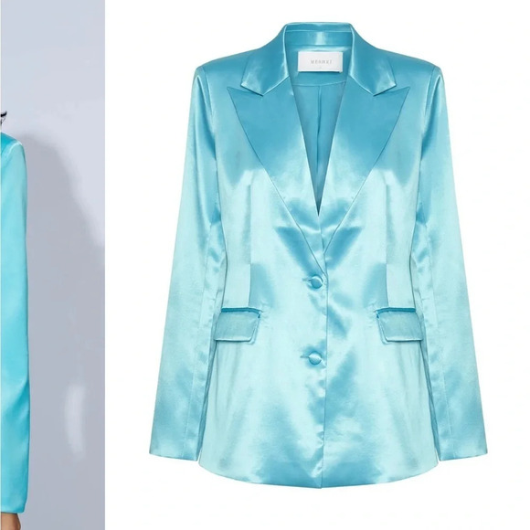 NWT Meshki 2 Piece Set Satin Blazer Jacket and Pants Size XS Full Suit - Picture 6 of 15